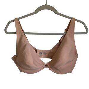 Soma Essentials Unlined Plunge Bra Sz 34DD Underwire Blush Pink